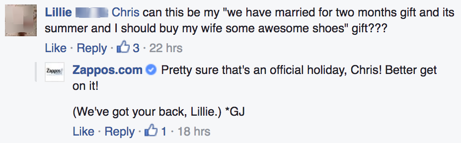 Great Customer Service on Facebook