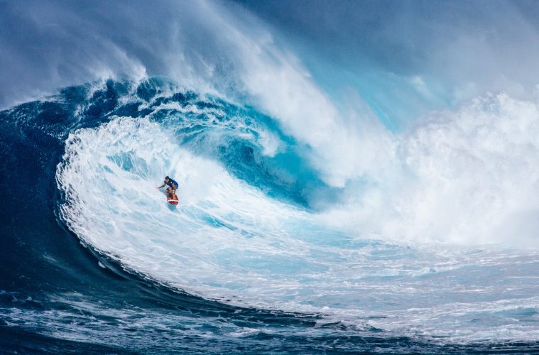 Small human, huge surf