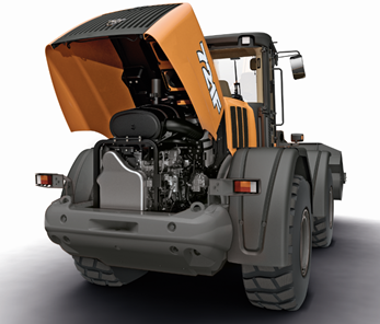 Case wheel loader electric hood